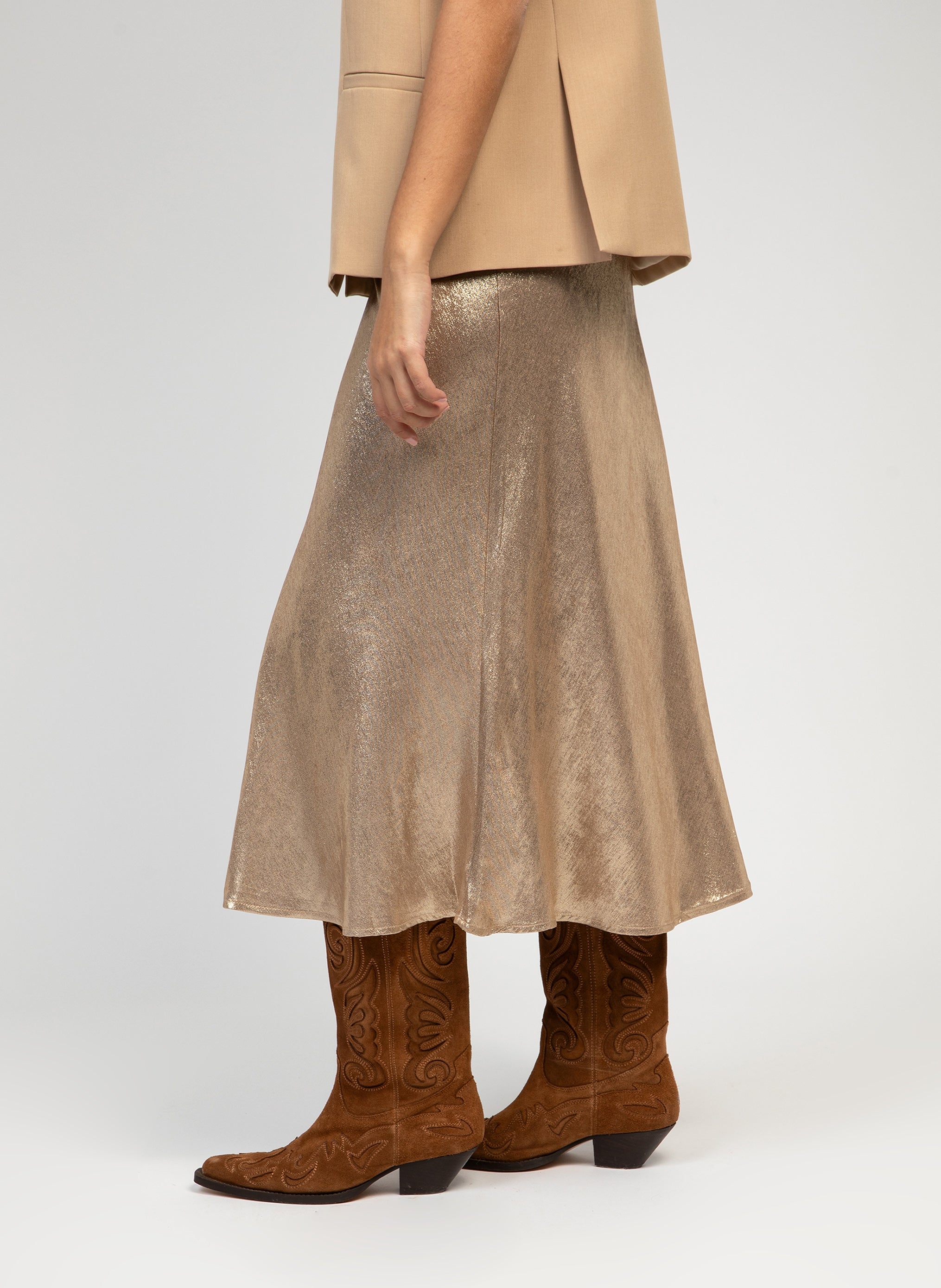 JANYMA gold midi skirt