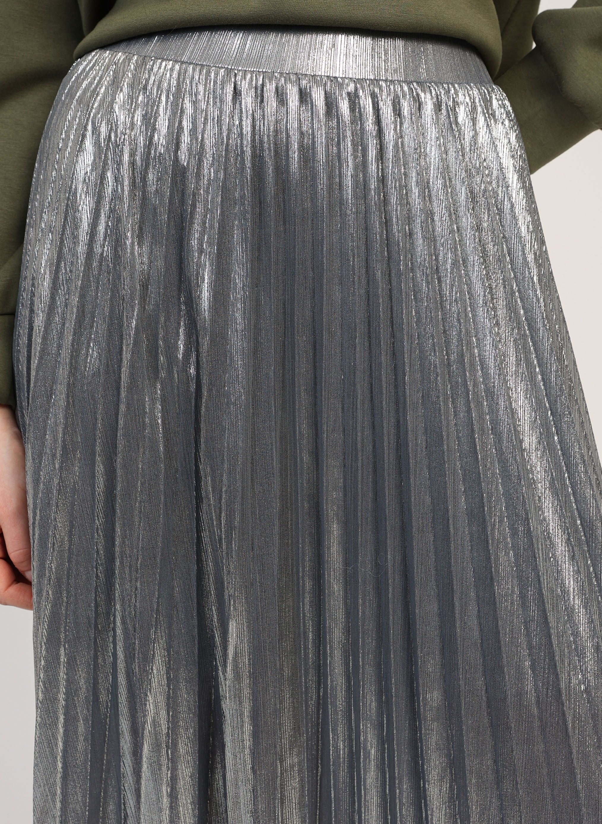 JUSTINNA falda midi plateada