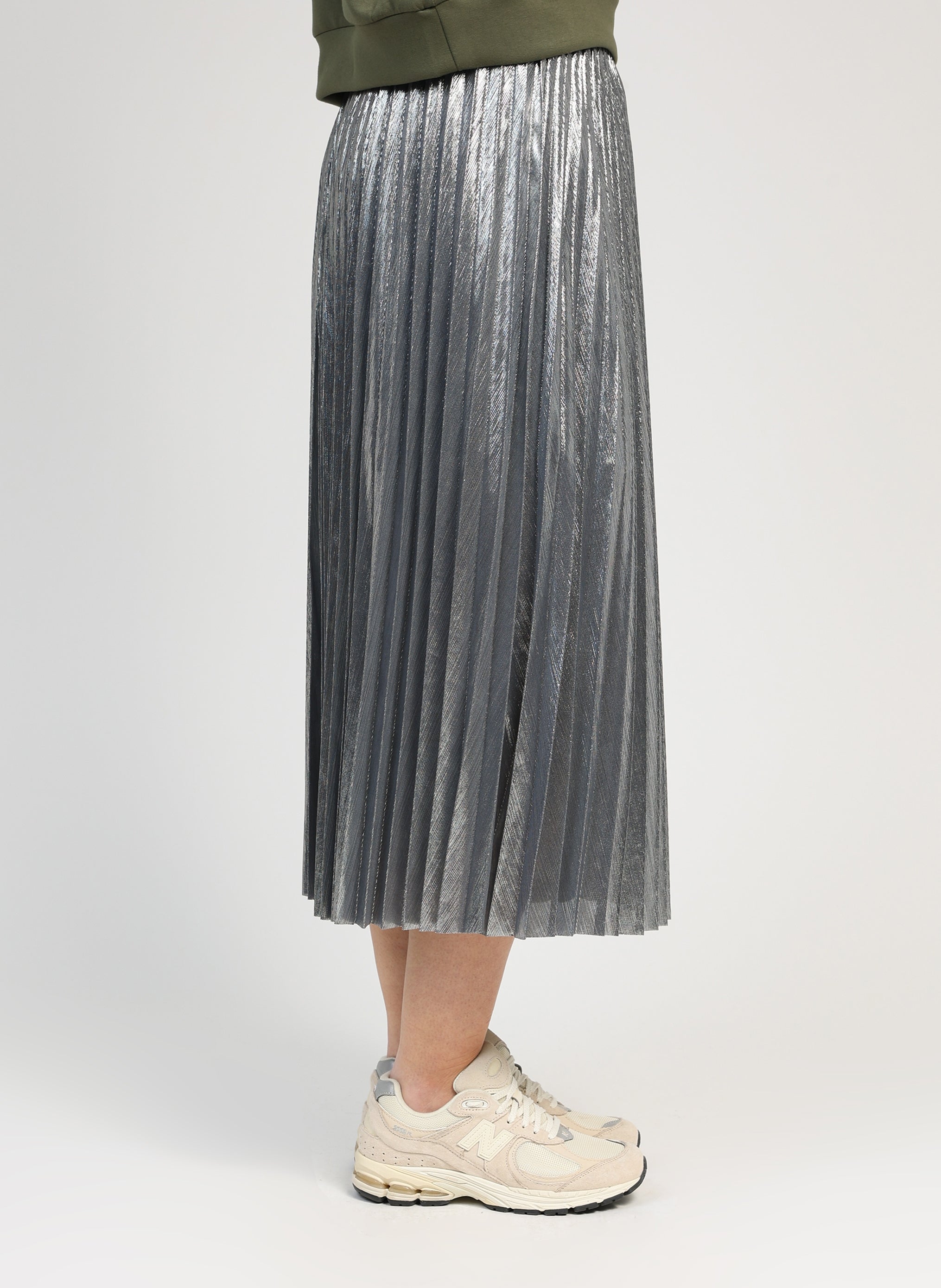 JUSTINNA falda midi plateada