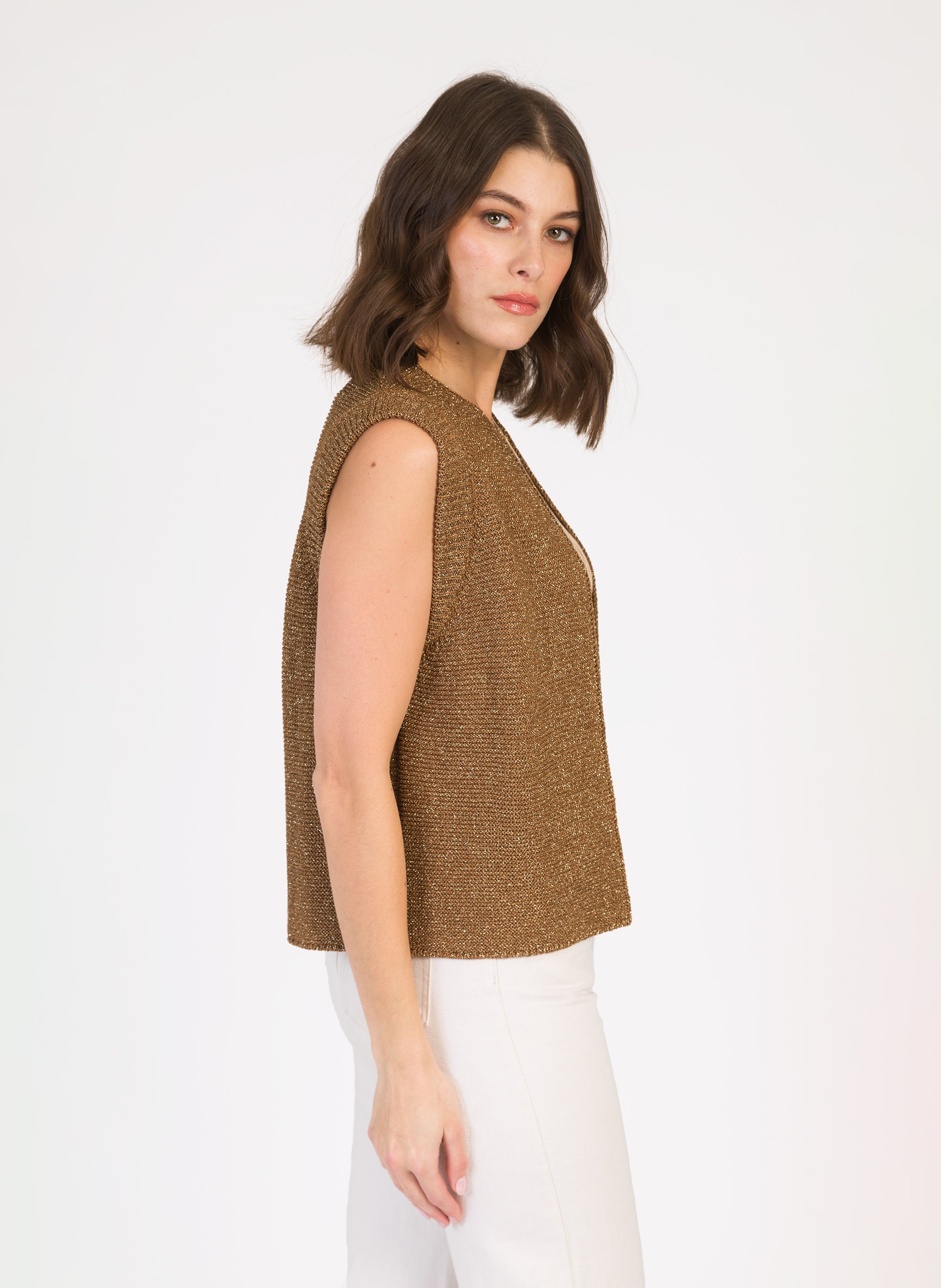 CARDIGAN SANS MANCHE LEGAYA bronze