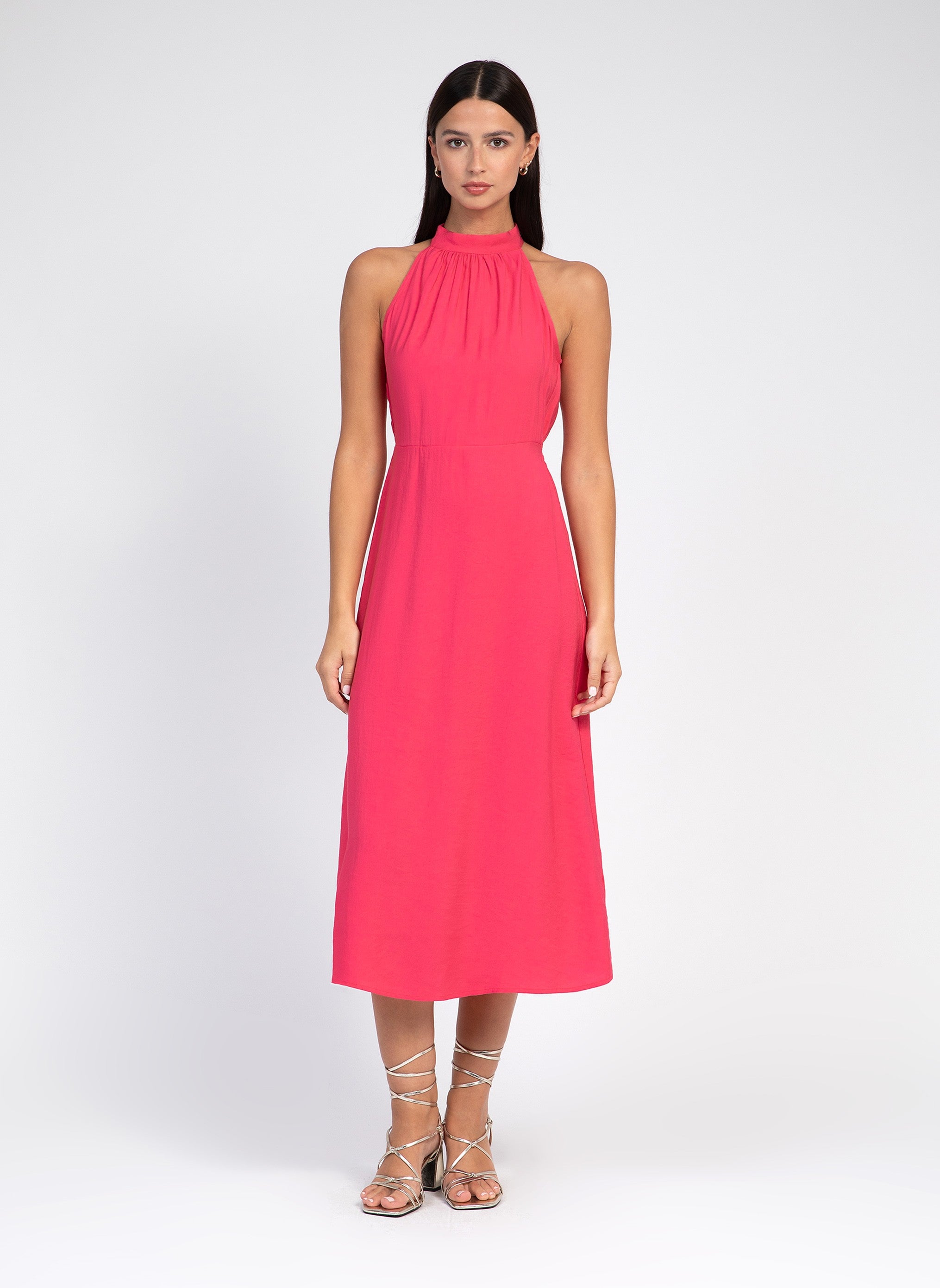 ROBE MIDI MOCKYNA framboise