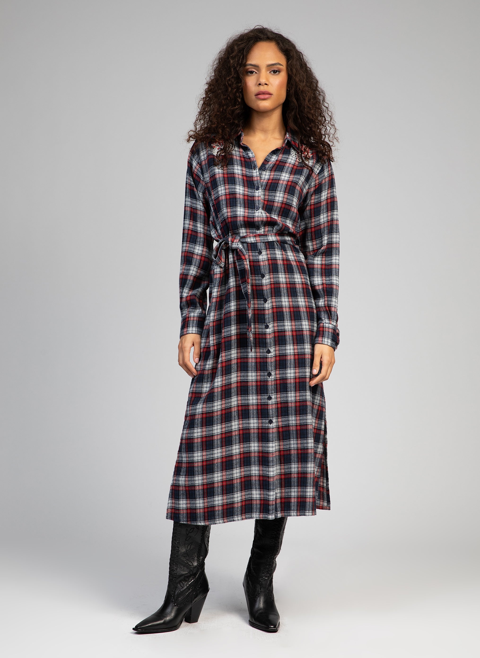 navy OCTAVE LONG DRESS