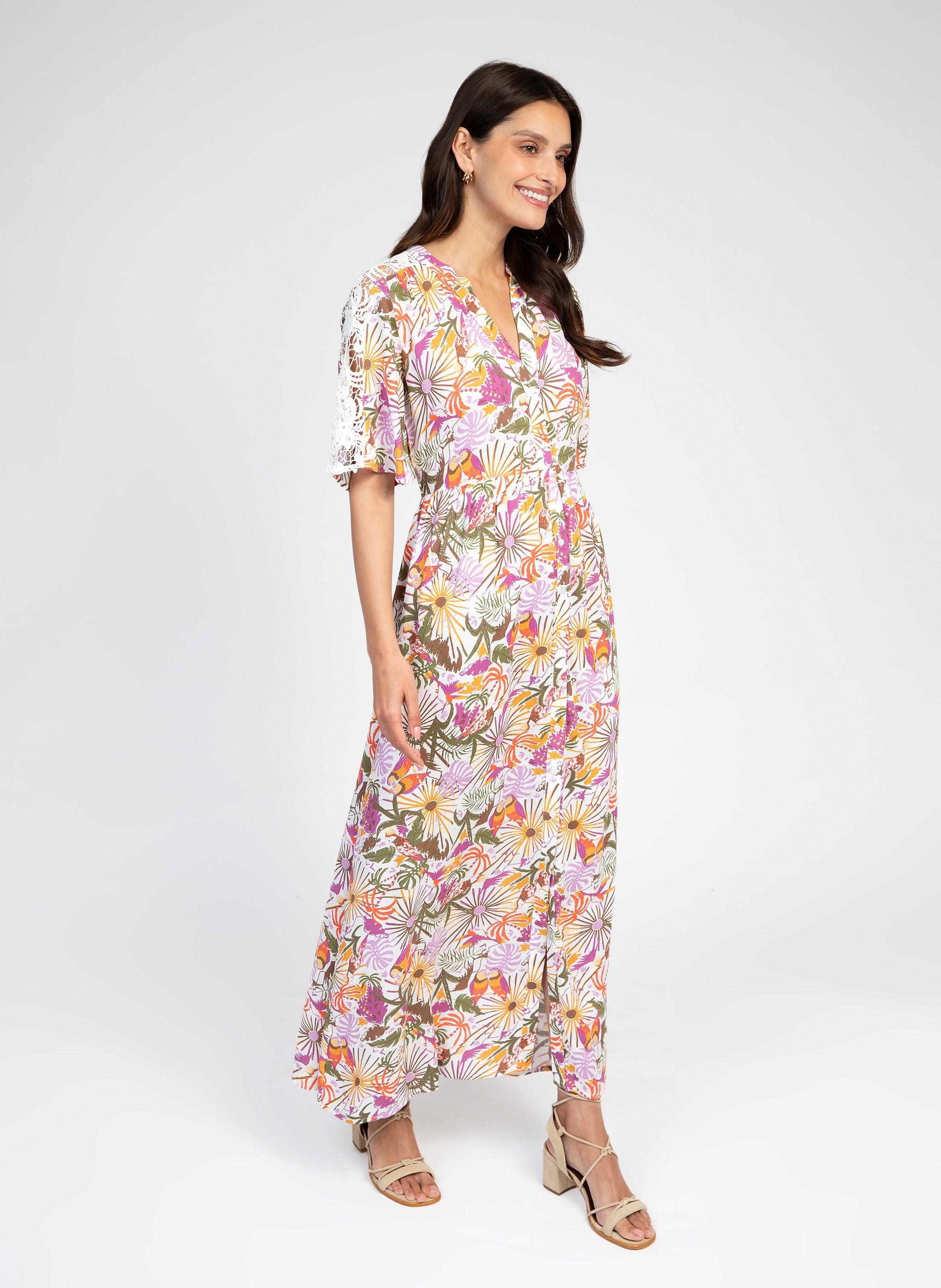 ODEMY banjo ecru LONG DRESS