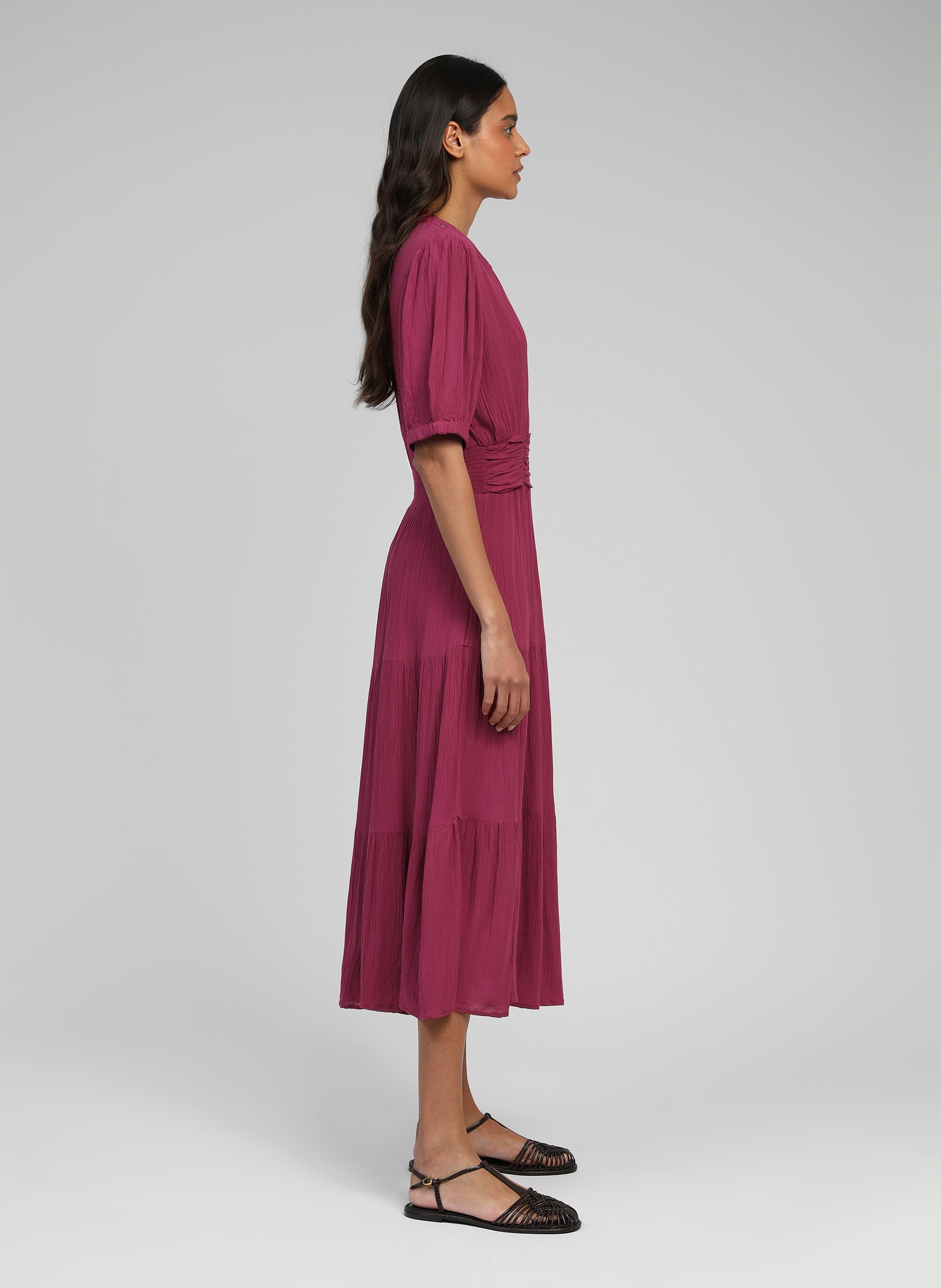 ROBE MIDI OMOA framboise