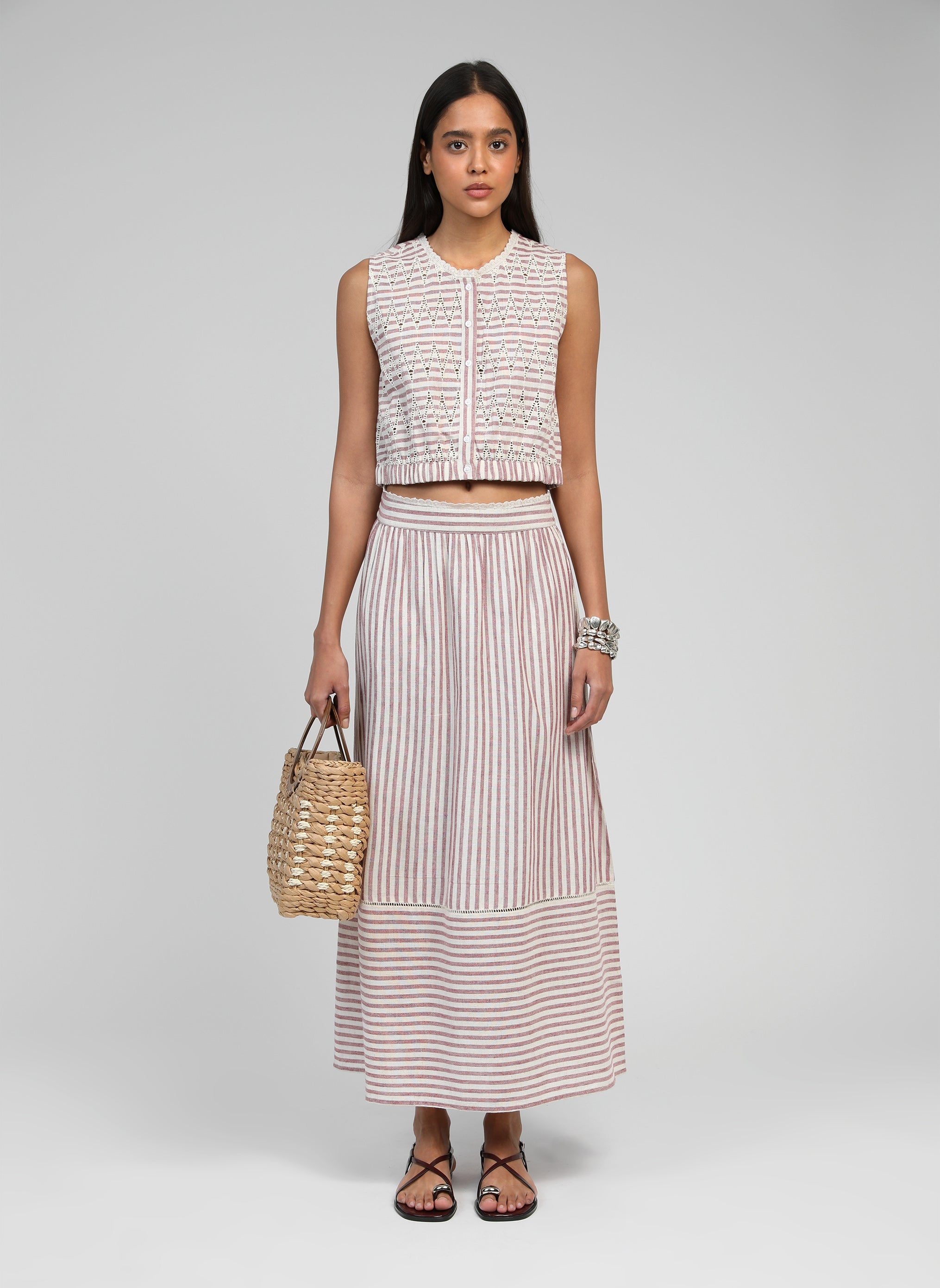 JUPE LONGUE RABIA framboise