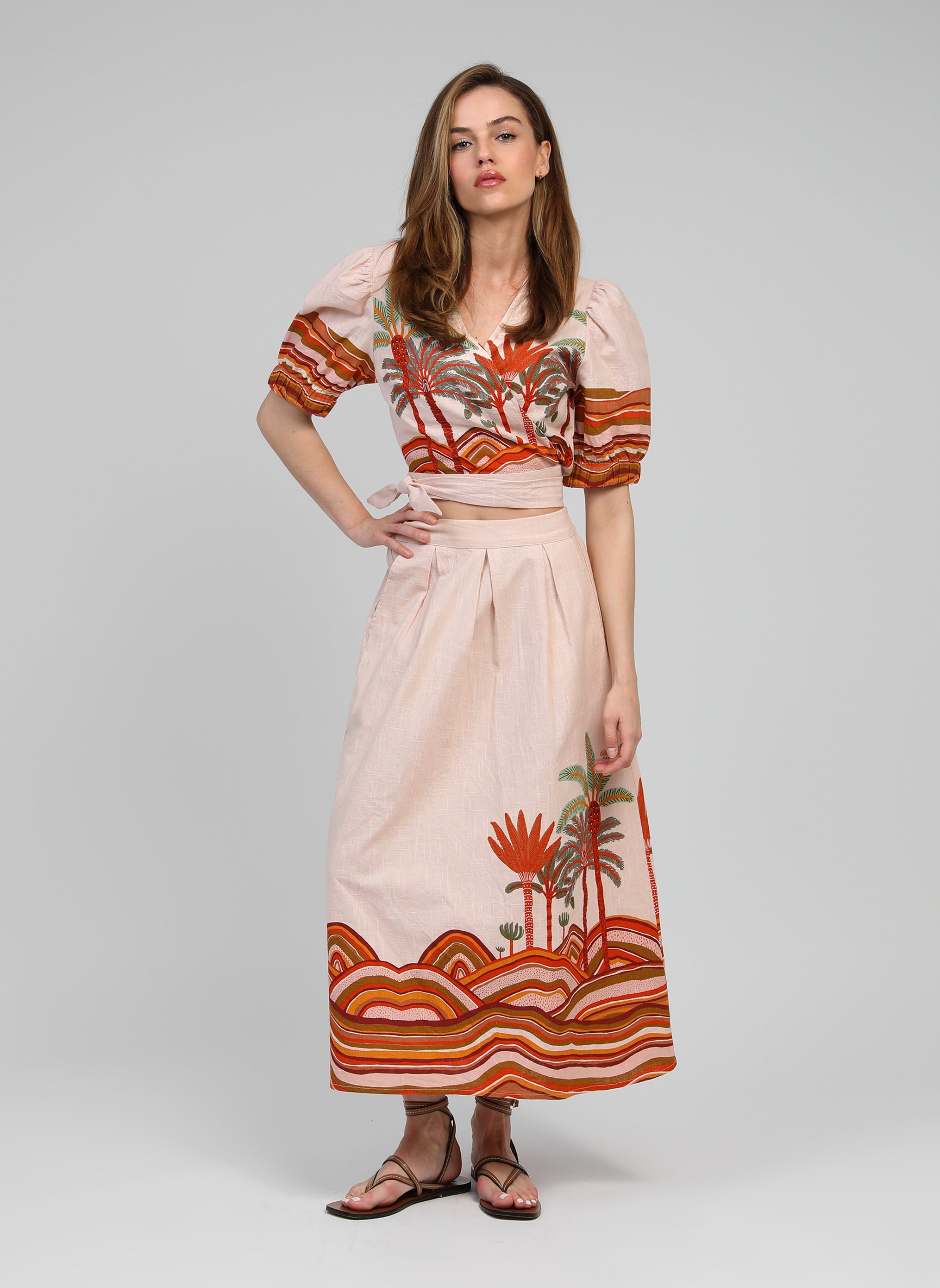 JUPE MIDI RAROMY palmyre orange