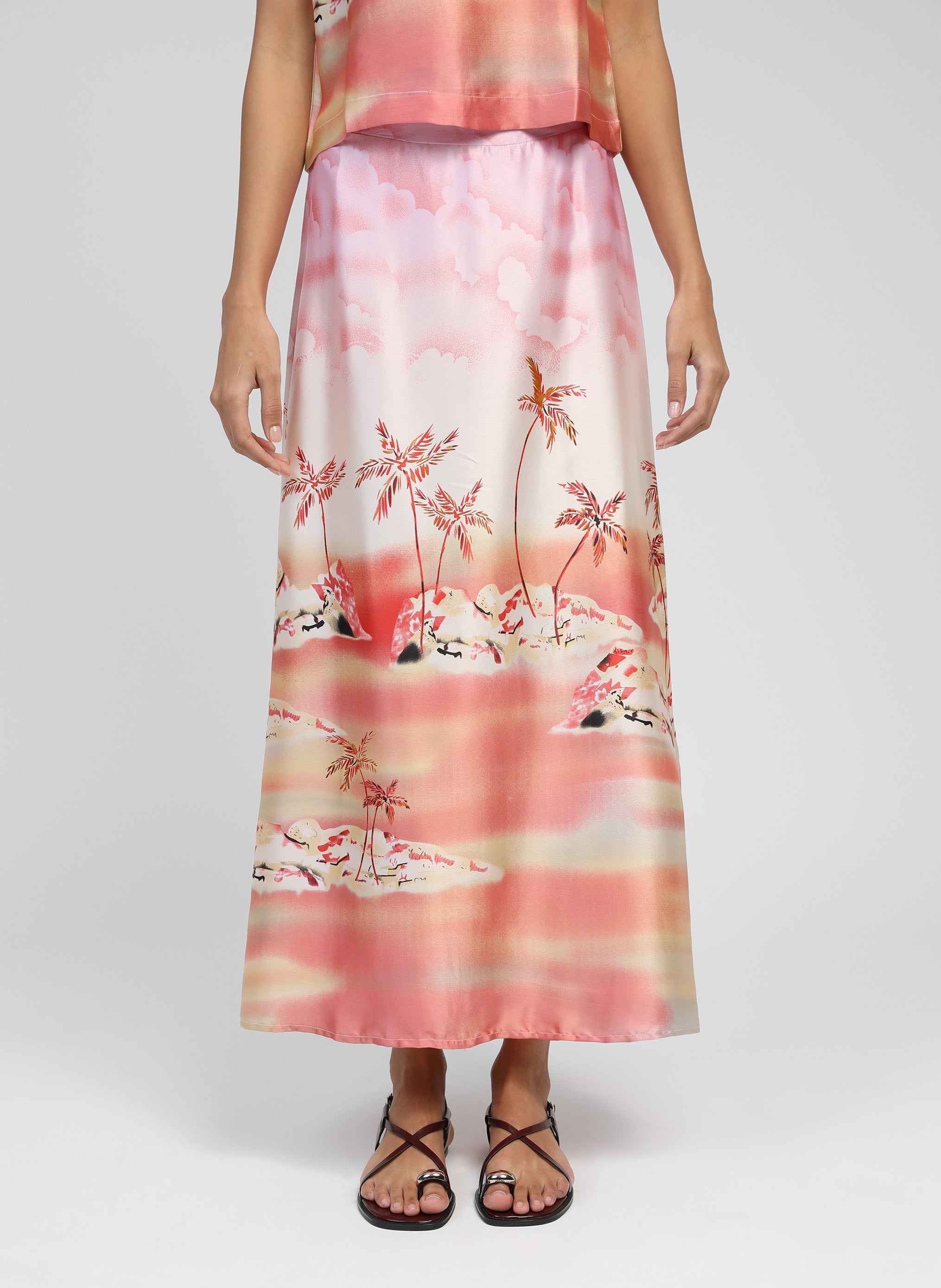 ROBILOU cabana pink midi skirt