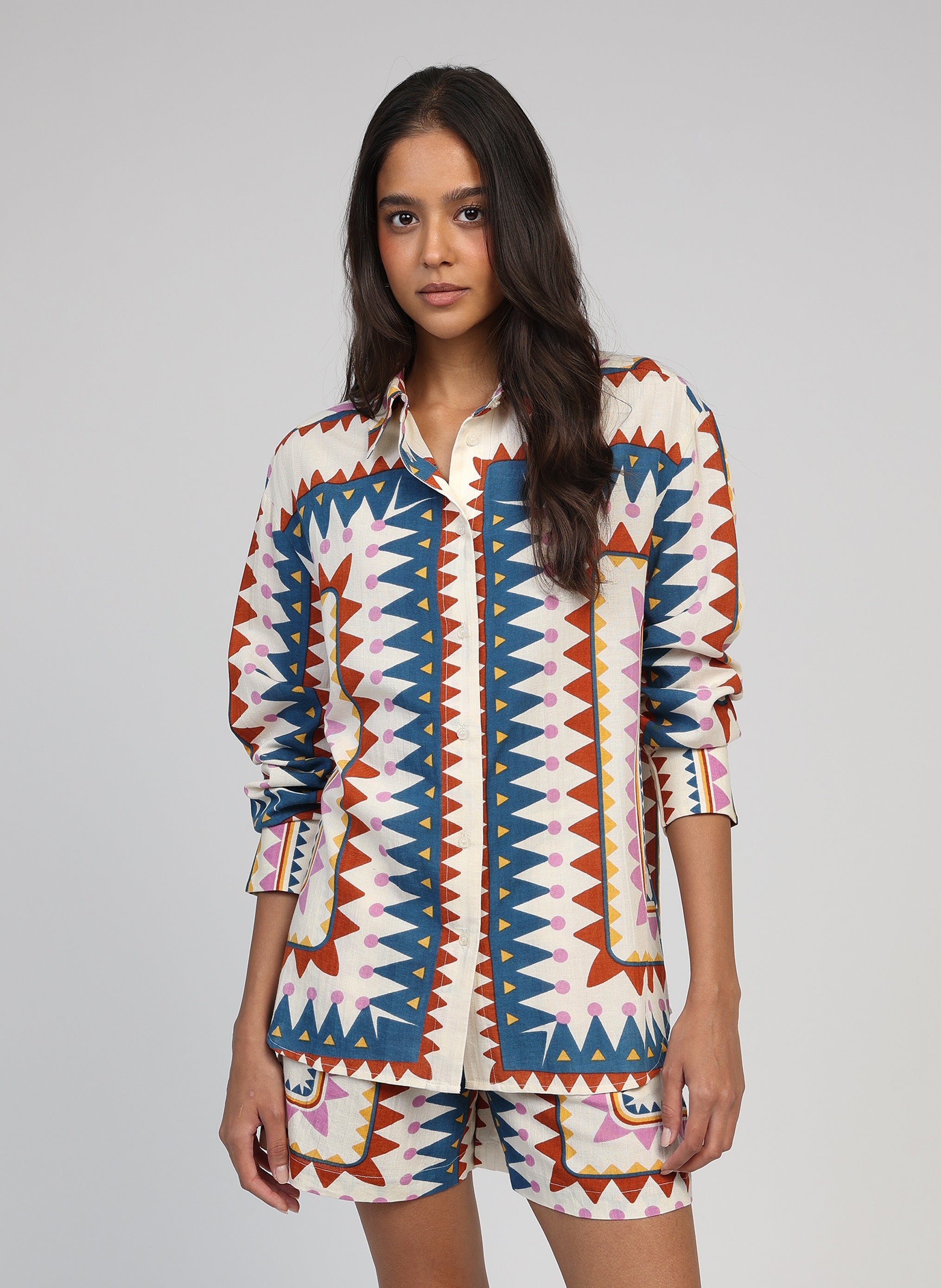 Camisa multicota de piqué SIVIANE